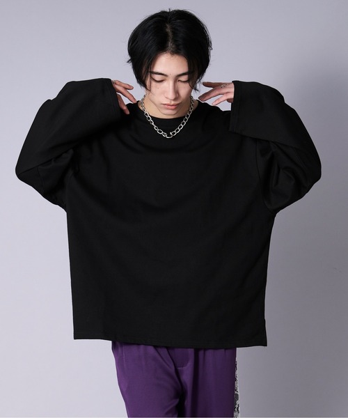 Ellno Loset（エルノロゼット）の「ワイドスリーブオーバーロンT（Tシャツ/カットソー・メンズ・オフホワイト/ブラック・SMALL/LARGE/MEDIUM）」の22枚目の写真