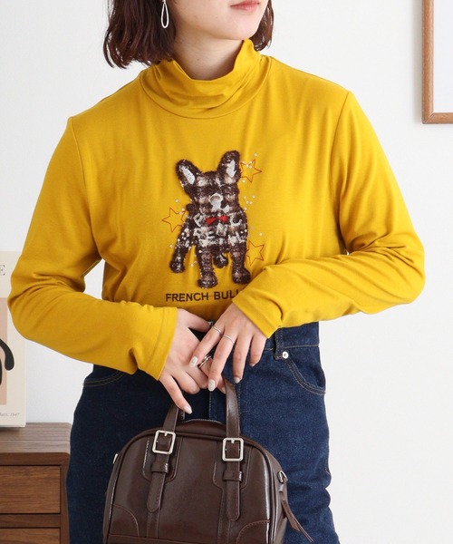セール】BRODIAEA ハイネックカットソー フレンチブルドッグ刺繍