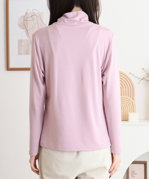 BRODIAEA(ブローディア)の「BRODIAEA ハイネックカットソー フレンチブルドッグ刺繍 スーパープレミアサーモ(Tシャツ/カットソー・レディース・マスタード/チャコールグレー/ベージュ/ラベンダー/ロイヤルブルー/ネイビー/ピンク/オリーブ/ブラック・40)」の12枚目の写真