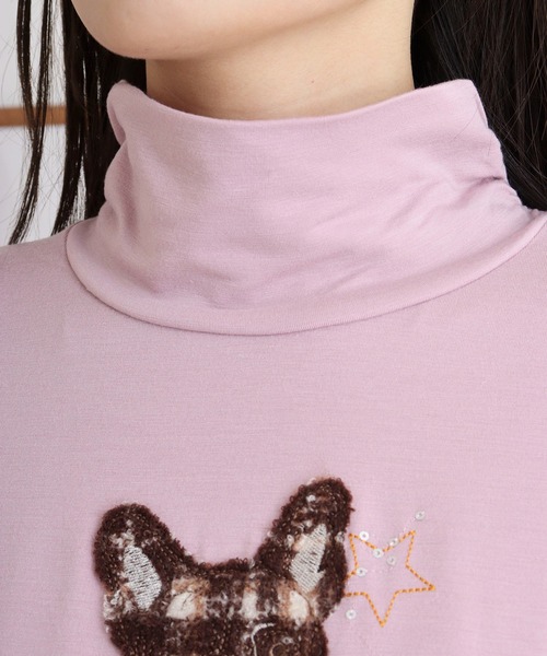 BRODIAEA(ブローディア)の「BRODIAEA ハイネックカットソー フレンチブルドッグ刺繍 スーパープレミアサーモ(Tシャツ/カットソー・レディース・マスタード/チャコールグレー/ベージュ/ラベンダー/ロイヤルブルー/ネイビー/ピンク/オリーブ/ブラック・40)」の13枚目の写真