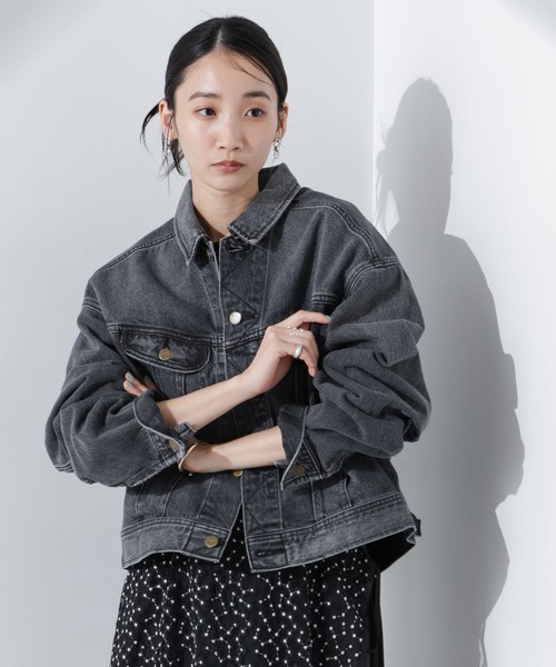 Lee(リー)の「Lee/RIDERS JACKET(セットアップ可)(デニムジャケット・レディース・ライトブルー/ブラック・M)」の2枚目の写真