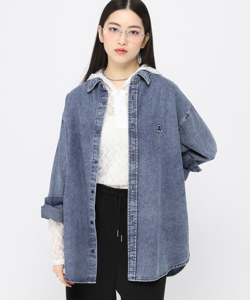 ALAND（エーランド）の「【UNISEX】ALAND／Ａロゴデニムシャツロングスリーブ（シャツ/ブラウス・レディース・ブラック/インディゴブルー・SMALL/MEDIUM）」の2枚目の写真