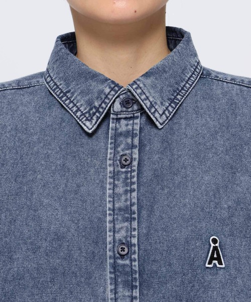 ALAND（エーランド）の「【UNISEX】ALAND／Ａロゴデニムシャツロングスリーブ（シャツ/ブラウス・レディース・ブラック/インディゴブルー・SMALL/MEDIUM）」の6枚目の写真