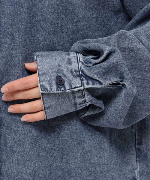 ALAND（エーランド）の「【UNISEX】ALAND／Ａロゴデニムシャツロングスリーブ（シャツ/ブラウス・レディース・ブラック/インディゴブルー・SMALL/MEDIUM）」の8枚目の写真