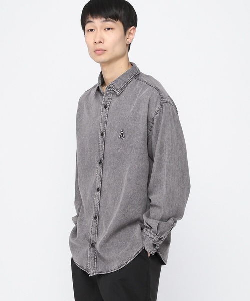 ALAND（エーランド）の「【UNISEX】ALAND／Ａロゴデニムシャツロングスリーブ（シャツ/ブラウス・レディース・ブラック/インディゴブルー・SMALL/MEDIUM）」の5枚目の写真