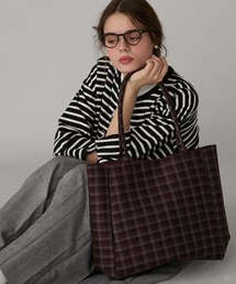 BONLECILL Marche（ボンルシールマルシェ）の「【BONLECILL Marche】《大容量／A4》アソートチェック/ストライプ柄 BIGトートバッグ（トートバッグ）」