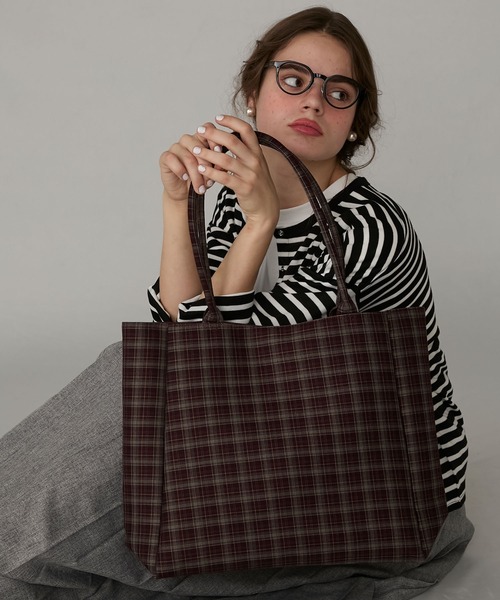 BONLECILL Marche】《大容量／A4》アソートチェック/ストライプ柄 BIG