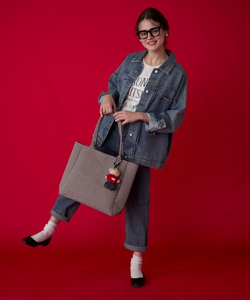 BONLECILL Marche(ボンルシールマルシェ)の「【BONLECILL Marche】《大容量/A4》アソートチェック/ストライプ柄 BIGトートバッグ(トートバッグ・レディース・レッド/ネイビー/ブラック/ブラウン/バーガンディー/ボルドー/ブラック系1・FREE)」の15枚目の写真
