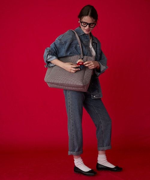 BONLECILL Marche(ボンルシールマルシェ)の「【BONLECILL Marche】《大容量/A4》アソートチェック/ストライプ柄 BIGトートバッグ(トートバッグ・レディース・レッド/ネイビー/ブラック/ブラウン/バーガンディー/ボルドー/ブラック系1・FREE)」の13枚目の写真