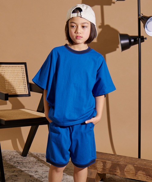 PAIRMANON STREET（ペアマノンストリート）の「【PAIRMANON STREET】ラインリブ 半袖 セットアップ（セットアップ・キッズ・ブラック/ブルー/グリーン/パープル系その他・150/130/160/120/140/90/100/110）」の3枚目の写真