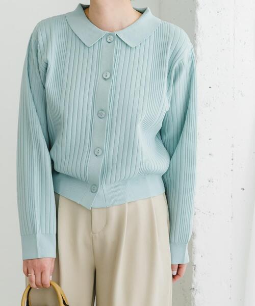 F by ROSSO（エフバイロッソ）の「F by ROSSO　ウォッシャブル衿付きリブカーディガン（カーディガン/ボレロ・レディース・ピンクベージュ/ネイビー/ミント・FREE）」の22枚目の写真