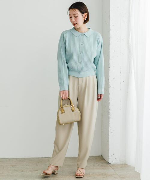 F by ROSSO（エフバイロッソ）の「F by ROSSO　ウォッシャブル衿付きリブカーディガン（カーディガン/ボレロ・レディース・ピンクベージュ/ネイビー/ミント・FREE）」の20枚目の写真