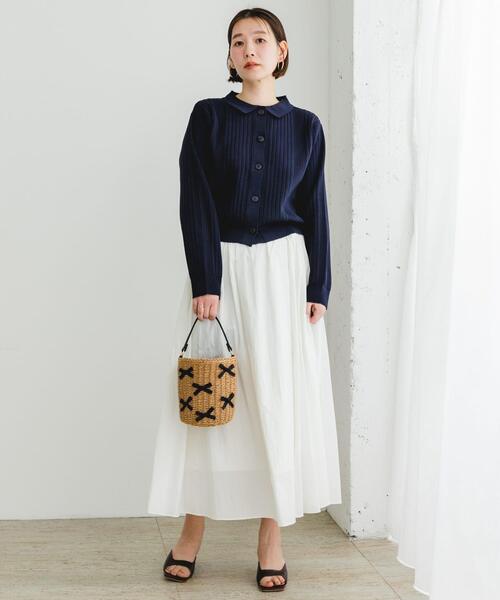 F by ROSSO（エフバイロッソ）の「F by ROSSO　ウォッシャブル衿付きリブカーディガン（カーディガン/ボレロ・レディース・ピンクベージュ/ネイビー/ミント・FREE）」の12枚目の写真