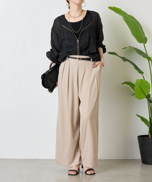 Jena espace merveilleux シアーパーカーブルゾン ブラック 夏でも快適】シアーパーカーブルゾン | Jena espace merveilleux