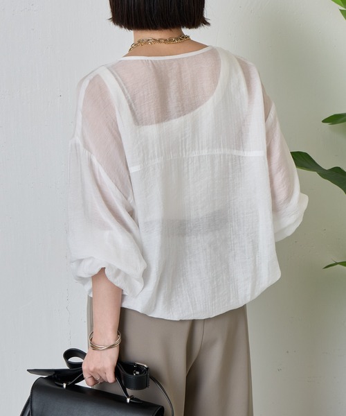 Jena espace merveilleux(ジェナ エスパスメルヴェイユ)の「【夏の羽織に!軽量!】ノーカラーシアーブルゾン(ブルゾン・レディース・パープル/ブラック/オフホワイト・FREE)」の15枚目の写真