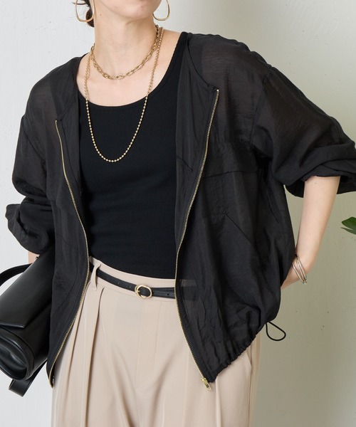 Jena espace merveilleux(ジェナ エスパスメルヴェイユ)の「【夏の羽織に!軽量!】ノーカラーシアーブルゾン(ブルゾン・レディース・パープル/ブラック/オフホワイト・FREE)」の22枚目の写真