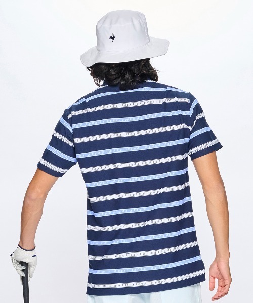   GOLF ハーフジップシャツ ロゴ 袖ボーダー柄 ボーダー柄ハーフジップシャツ（Tシャツ/カットソー）｜le coq