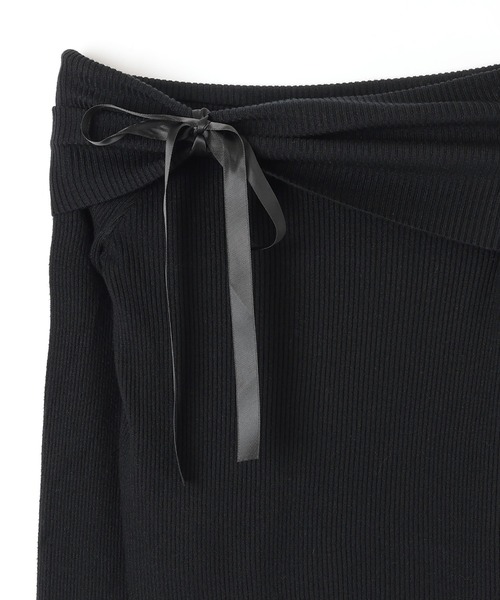 offshoulder ribbon lib tops/オフショルダーリボンリブトップス