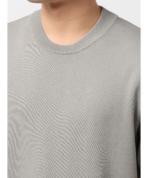 【stanley blacker】【半袖】クルーネックニットTシャツ/グレー/無地/ウォッシャブル stanley blacker】クルーネック半袖ニットTシャツ/グレー/無地