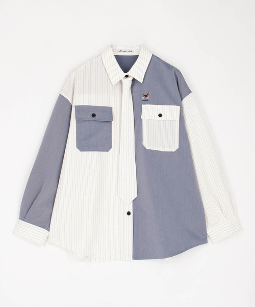 刺繍　ビックカラーシャツ　ホワイト LBC｜シャンブレーロゴ刺繍BIGシャツ | Rakuten Fashion(楽天