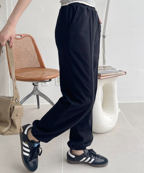 TREOVER(トレオーバー)の「ピンタック 裏毛ジョガーパンツ(スウェットパンツ・レディース・ブラック/アイボリー/ブラウン/チャコール/オートミール/杢グレー・FREE)」の8枚目の写真