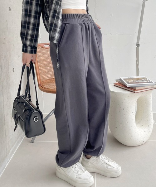 TREOVER(トレオーバー)の「ピンタック 裏毛ジョガーパンツ(スウェットパンツ・レディース・ブラック/アイボリー/ブラウン/チャコール/オートミール/杢グレー・FREE)」の16枚目の写真