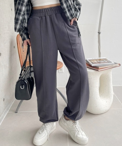 TREOVER(トレオーバー)の「ピンタック 裏毛ジョガーパンツ(スウェットパンツ・レディース・ブラック/アイボリー/ブラウン/チャコール/オートミール/杢グレー・FREE)」の18枚目の写真
