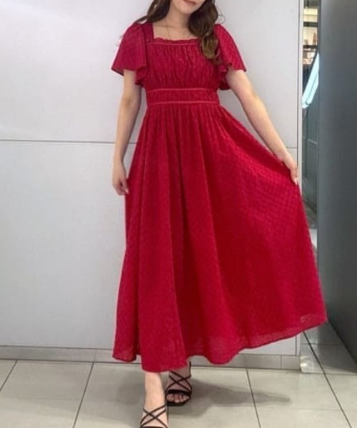セール】コットンレースフレアワンピース 半袖 夏服（ワンピース