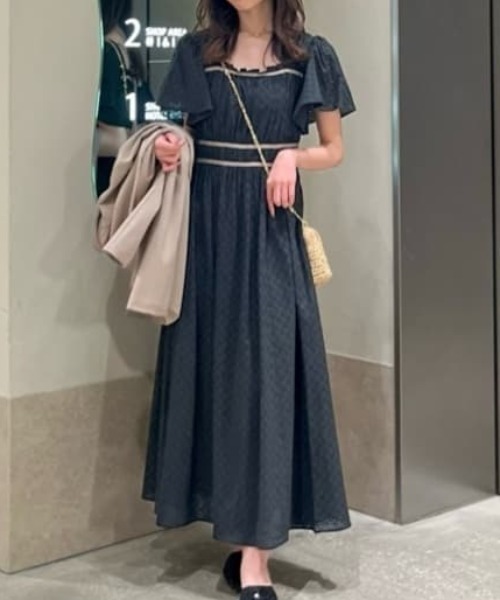 リエンダ　コットンレースフレアワンピース（BEG rienda｜コットンレースフレアワンピース | Rakuten Fashion