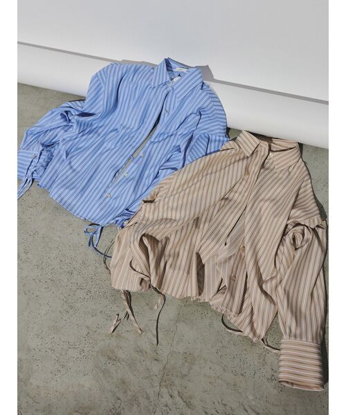 Htage(テージ)の「【Htage】スリットデザインストライプシャツ(シャツ/ブラウス・レディース・ブルー/ベージュ・FREE)」の15枚目の写真