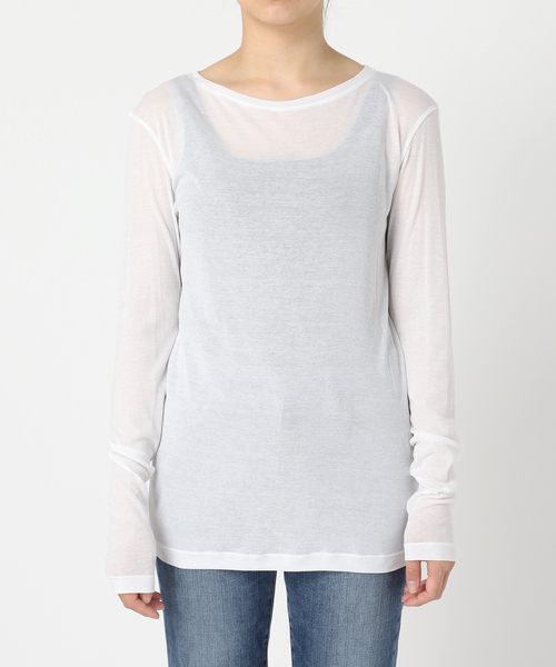 Spick & Span（スピックアンドスパン）の「《追加2》シアーボートネックプルオーバー（Tシャツ/カットソー・レディース・ホワイト/スカイブルー/チャコールグレー・FREE）」の12枚目の写真