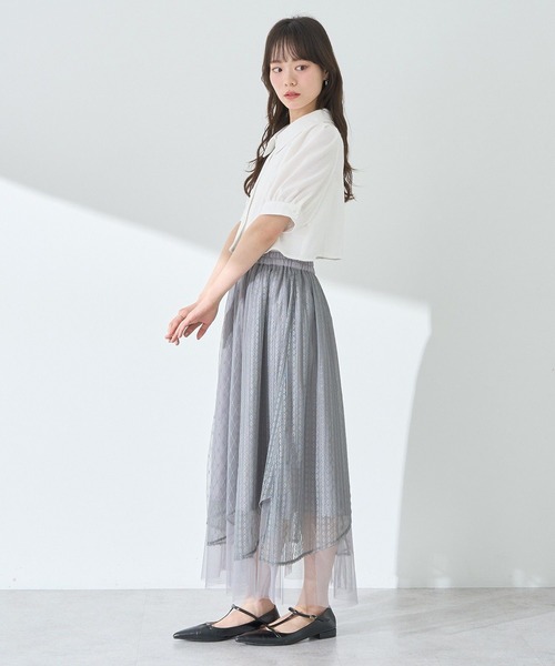 earth music&ecology(アースミュージックアンドエコロジー)の「サマーツイードシャツジャケット(シャツ/ブラウス・レディース・アイボリー/サックスブルー/ブラック・FREE)」の17枚目の写真