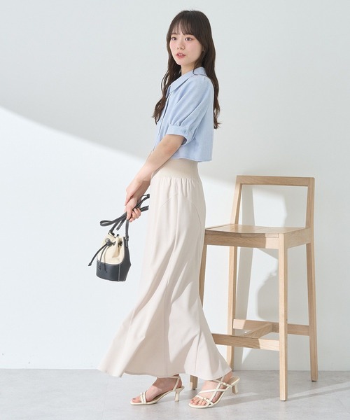 earth music&ecology(アースミュージックアンドエコロジー)の「サマーツイードシャツジャケット(シャツ/ブラウス・レディース・アイボリー/サックスブルー/ブラック・FREE)」の8枚目の写真
