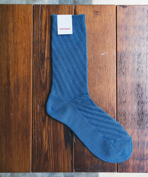 fennica(フェニカ)の「homspun / 斜めリブソックス 22~24cm(ソックス/靴下・レディース・グリーン/サックスブルー/ブラック・ONE SIZE)」の3枚目の写真