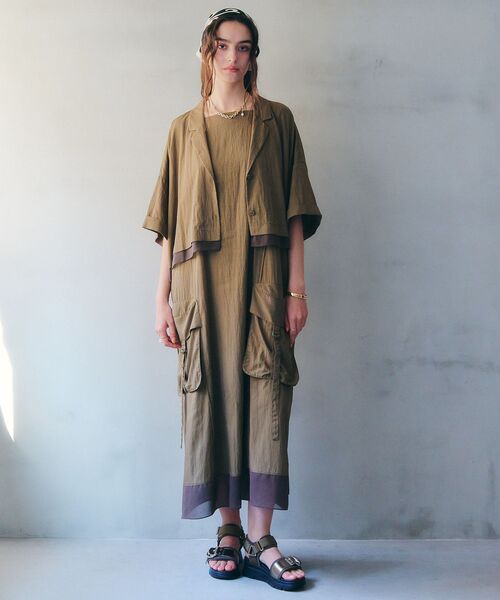 Editt by YECCA VECCA(エディットバイイェッカヴェッカ)の「【接触冷感】カーゴキャミワンピース(ワンピース・レディース・ブラック/カーキ・FREE)」の20枚目の写真