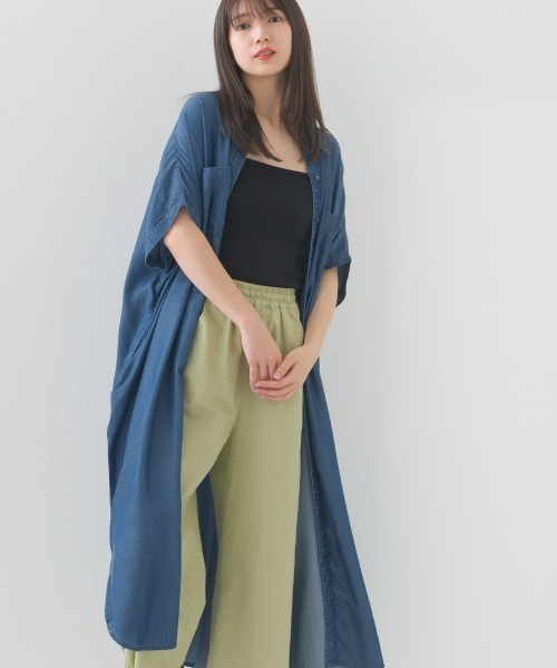 テンセルデニムワイドシルエットシャツワンピース（ワンピース