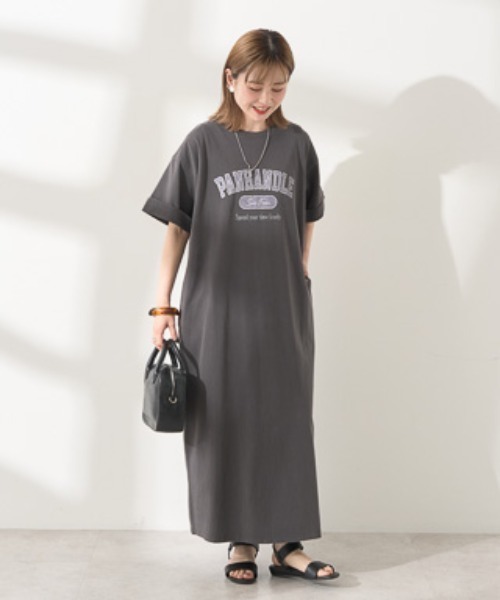 AMERICAN HOLIC（アメリカンホリック）の「PANHANDLE Tシャツワンピース（ワンピース・レディース・ピンク/モカ/チャコールグレー/ブルー系その他6・L/M）」の5枚目の写真