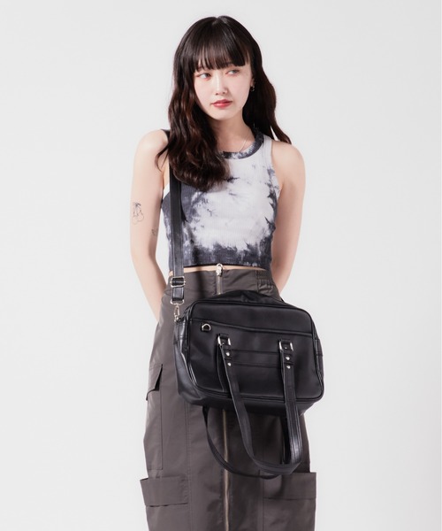 Chick(チック)の「Fake Leather Shoulder Bag School Bag スクールバッグ(ショルダーバッグ・レディース・ブラック・FREE)」の12枚目の写真