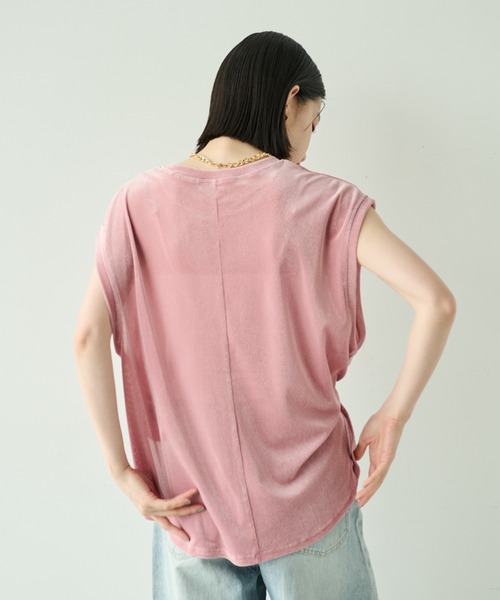 Shelly island（シェリーアイランド）の「シアーフロッキーオーバータンクトップ（タンクトップ・レディース・チャコールグレー/ブラック/ホワイト/ピンク・FREE）」の9枚目の写真