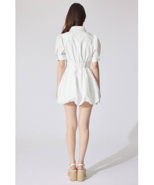 リエンダ　フロントジップバルーンミニロンパース　S フロントジップバルーンミニロンパース 半袖 夏服（ワンピース