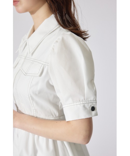 rienda（リエンダ）の「フロントジップバルーンミニロンパース 半袖 夏服（ワンピース・レディース・ベージュ/ホワイト/カーキ・MEDIUM/SMALL）」の13枚目の写真