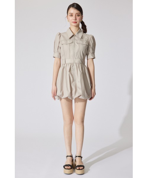 rienda（リエンダ）の「フロントジップバルーンミニロンパース 半袖 夏服（ワンピース・レディース・ベージュ/ホワイト/カーキ・MEDIUM/SMALL）」の22枚目の写真