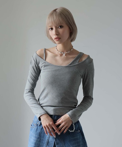 Ulysses(ユリシス)の「レイヤードスタイルカットソー 2枚セット(Tシャツ/カットソー・レディース・グレー/ブラック/オフホワイト/ブラウン・F)」の10枚目の写真