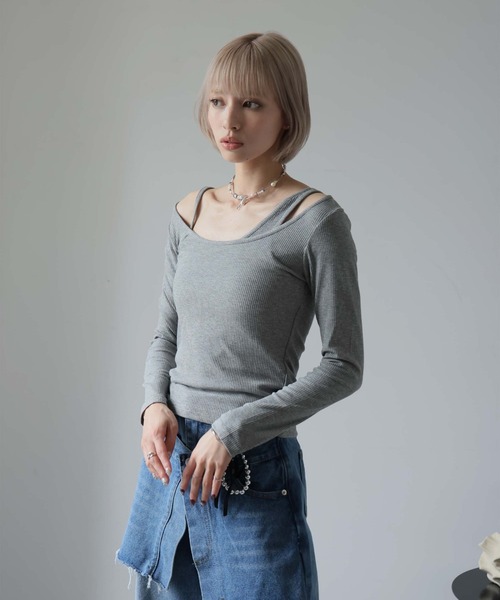 Ulysses(ユリシス)の「レイヤードスタイルカットソー 2枚セット(Tシャツ/カットソー・レディース・グレー/ブラック/オフホワイト/ブラウン・F)」の11枚目の写真