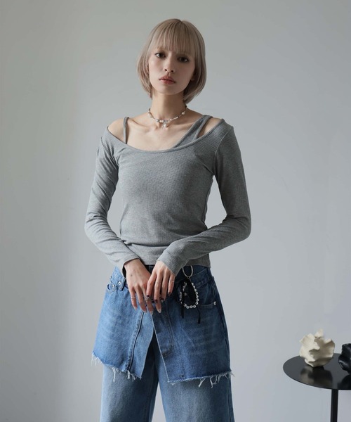 Ulysses(ユリシス)の「レイヤードスタイルカットソー 2枚セット(Tシャツ/カットソー・レディース・グレー/ブラック/オフホワイト/ブラウン・F)」の13枚目の写真