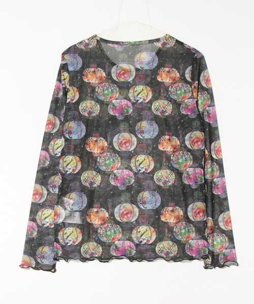 ScoLar(スカラー)の「152611:女の子・ランタン・花柄 3柄展開チュールロンT(Tシャツ/カットソー・レディース・オフホワイト/ブラック/オレンジ・M)」の4枚目の写真