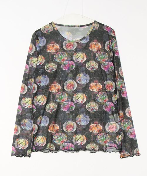 ScoLar(スカラー)の「152611:女の子・ランタン・花柄 3柄展開チュールロンT(Tシャツ/カットソー・レディース・オフホワイト/ブラック/オレンジ・M)」の6枚目の写真