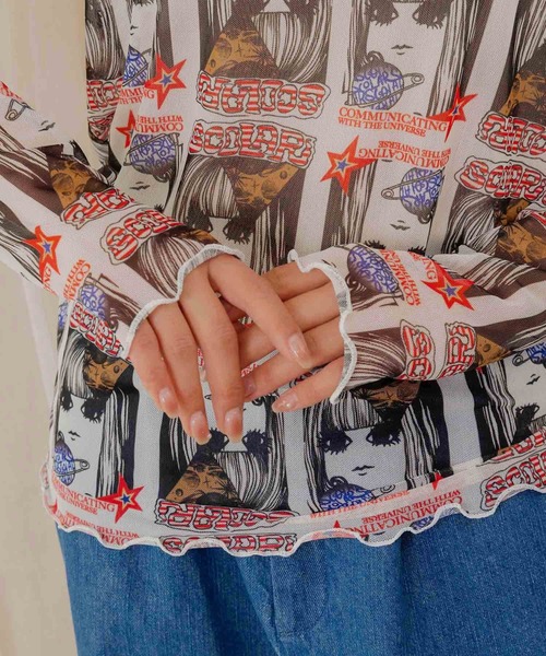 ScoLar(スカラー)の「152611:女の子・ランタン・花柄 3柄展開チュールロンT(Tシャツ/カットソー・レディース・オフホワイト/ブラック/オレンジ・M)」の19枚目の写真