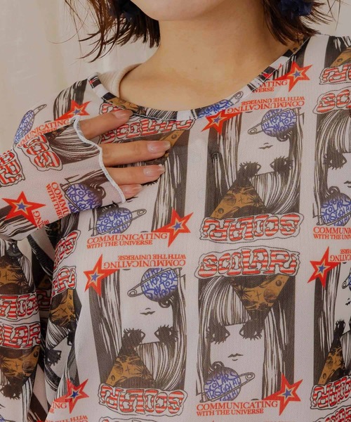 ScoLar(スカラー)の「152611:女の子・ランタン・花柄 3柄展開チュールロンT(Tシャツ/カットソー・レディース・オフホワイト/ブラック/オレンジ・M)」の18枚目の写真