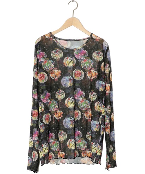 ScoLar(スカラー)の「152611:女の子・ランタン・花柄 3柄展開チュールロンT(Tシャツ/カットソー・レディース・オフホワイト/ブラック/オレンジ・M)」の14枚目の写真